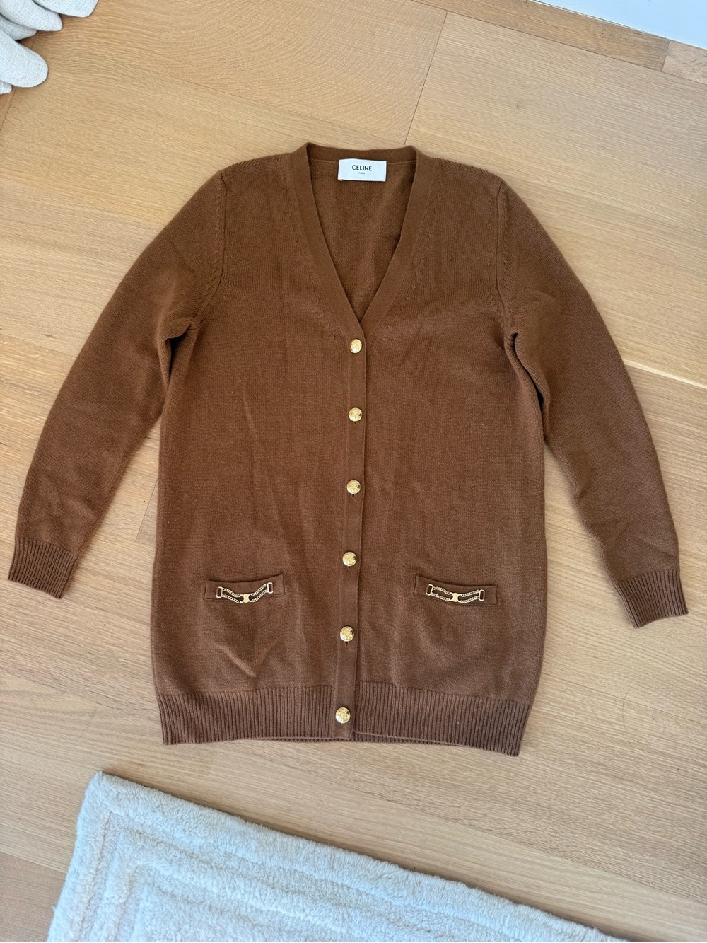 Celine Brown V-Neck Button Cardigan